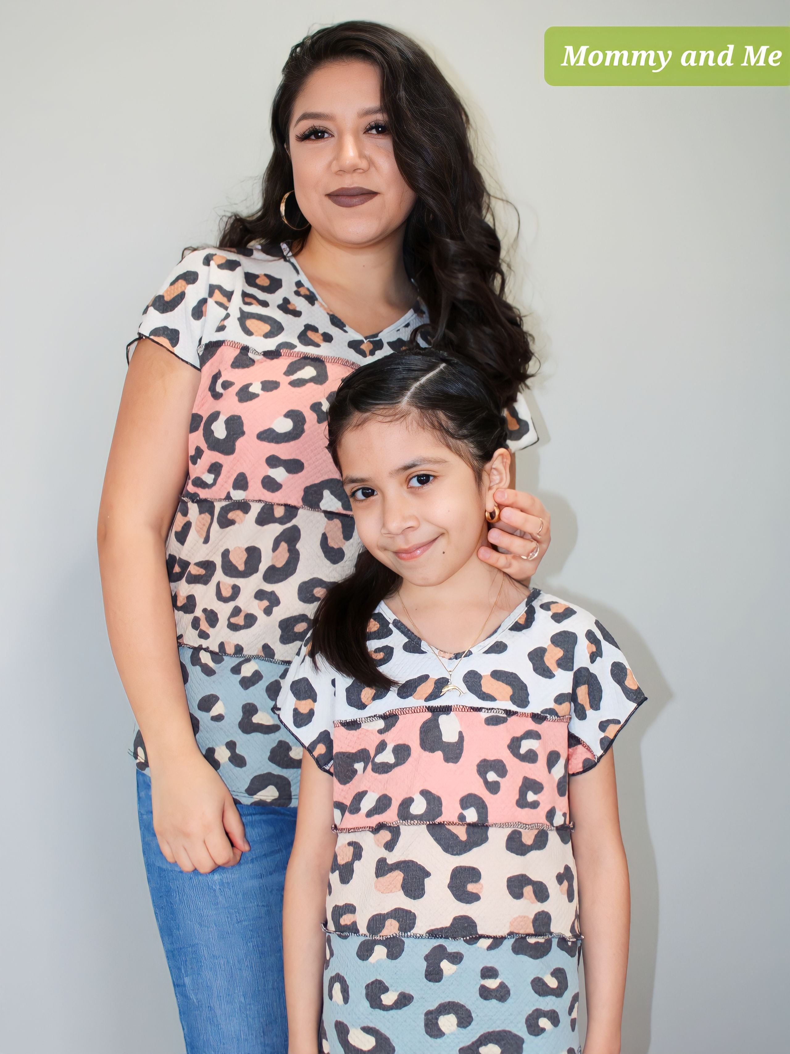 Mommy and Me Peach Leopard Mom's Top