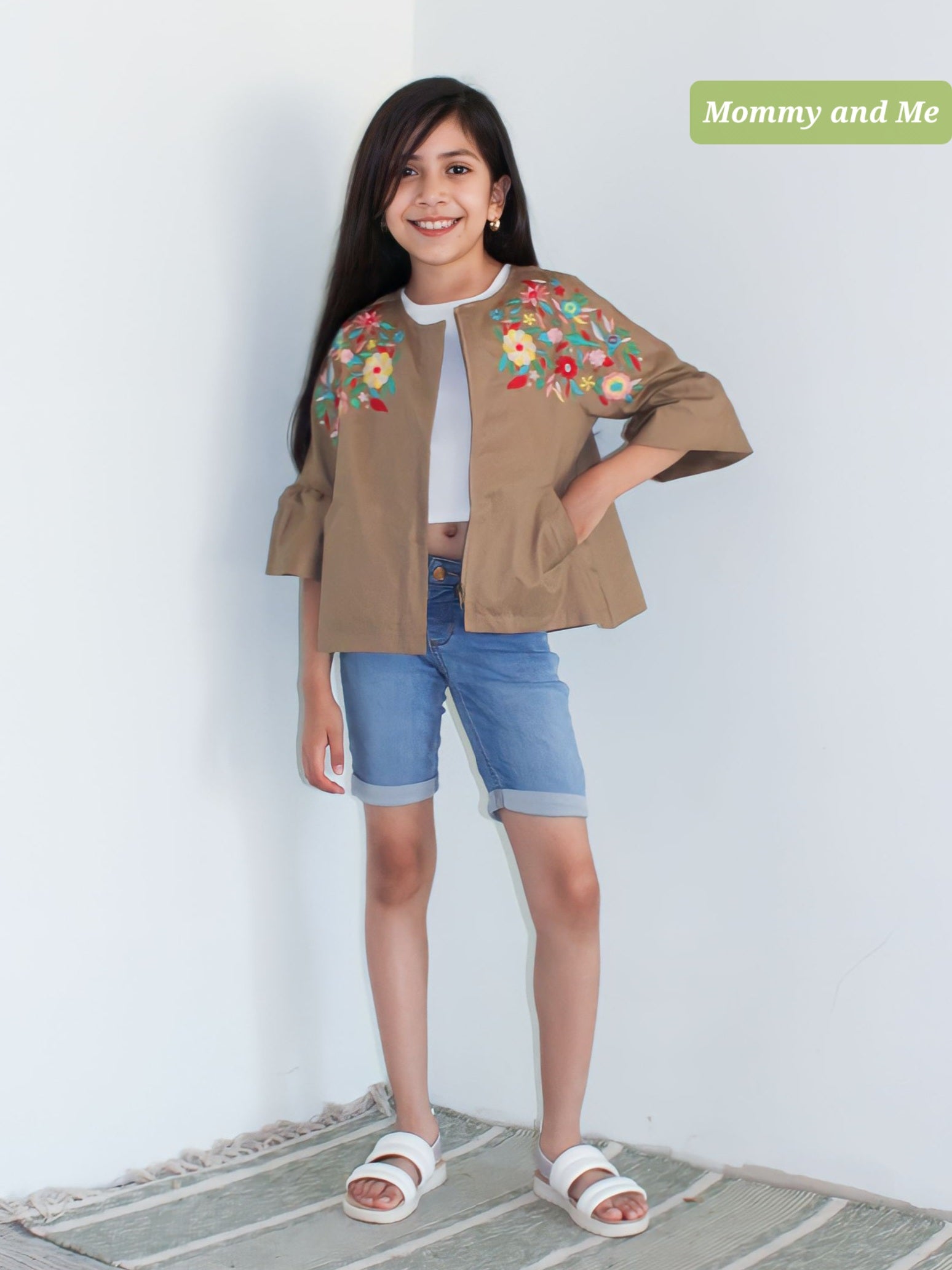 Embroidered Flores Jacket For Girls