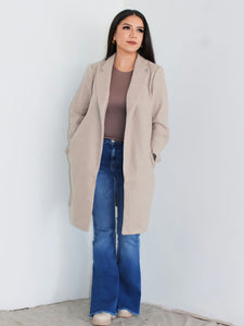 It's Cold Outside Notched Collar Long Line Coat