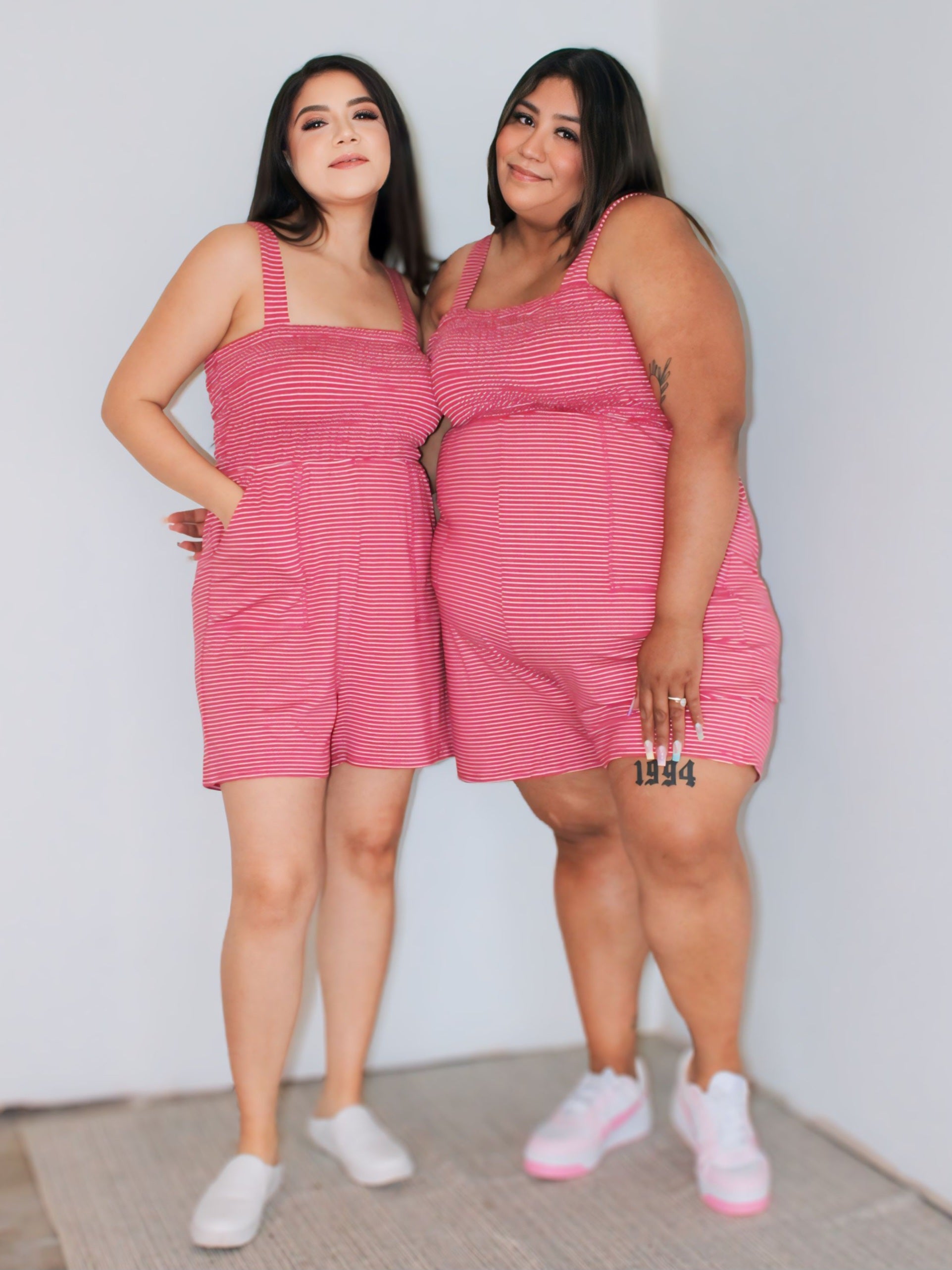 Plus Size Smocked Romper in Rose