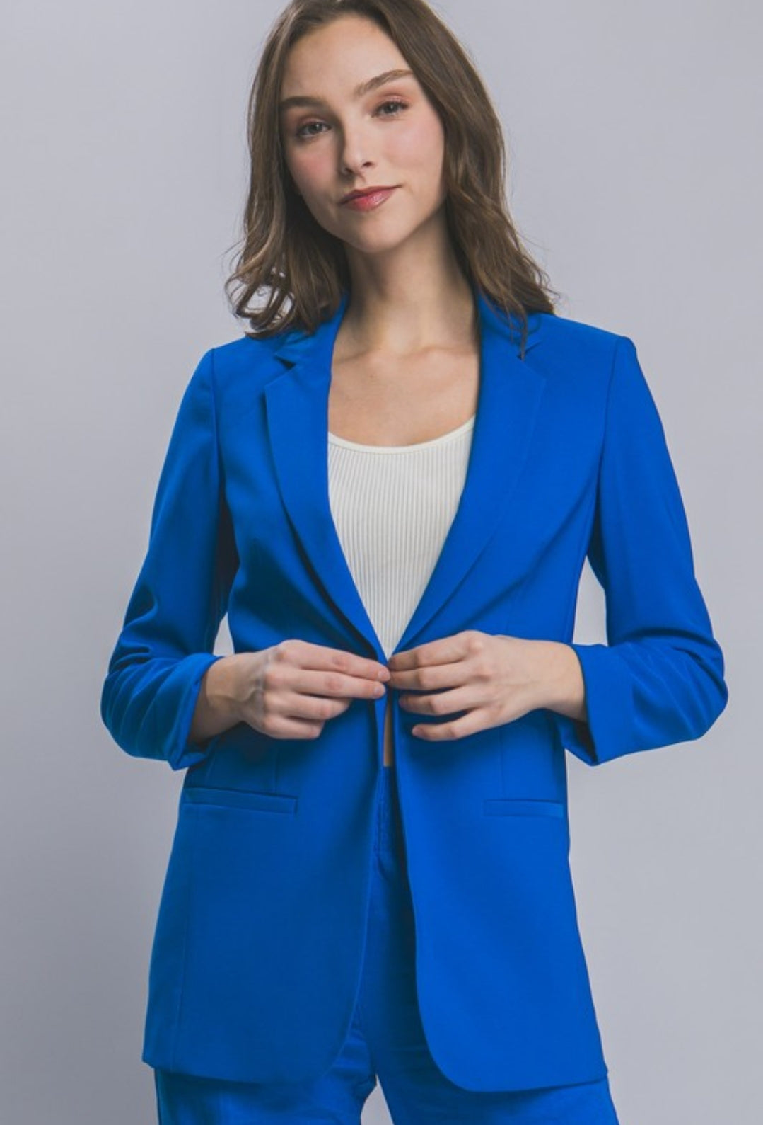 Woven Solid Vertigo Blazer in Azure