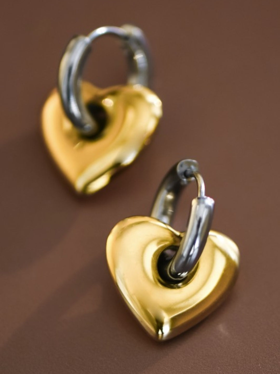 18K Two Tone Heart Drops