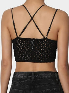 Dreming Crochet Lace Bralette in Black