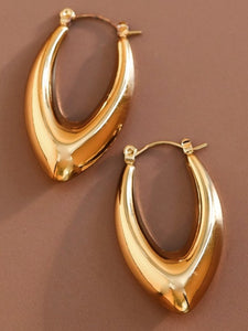 18K Natalie's Stainless Steel Raindrop Hoops