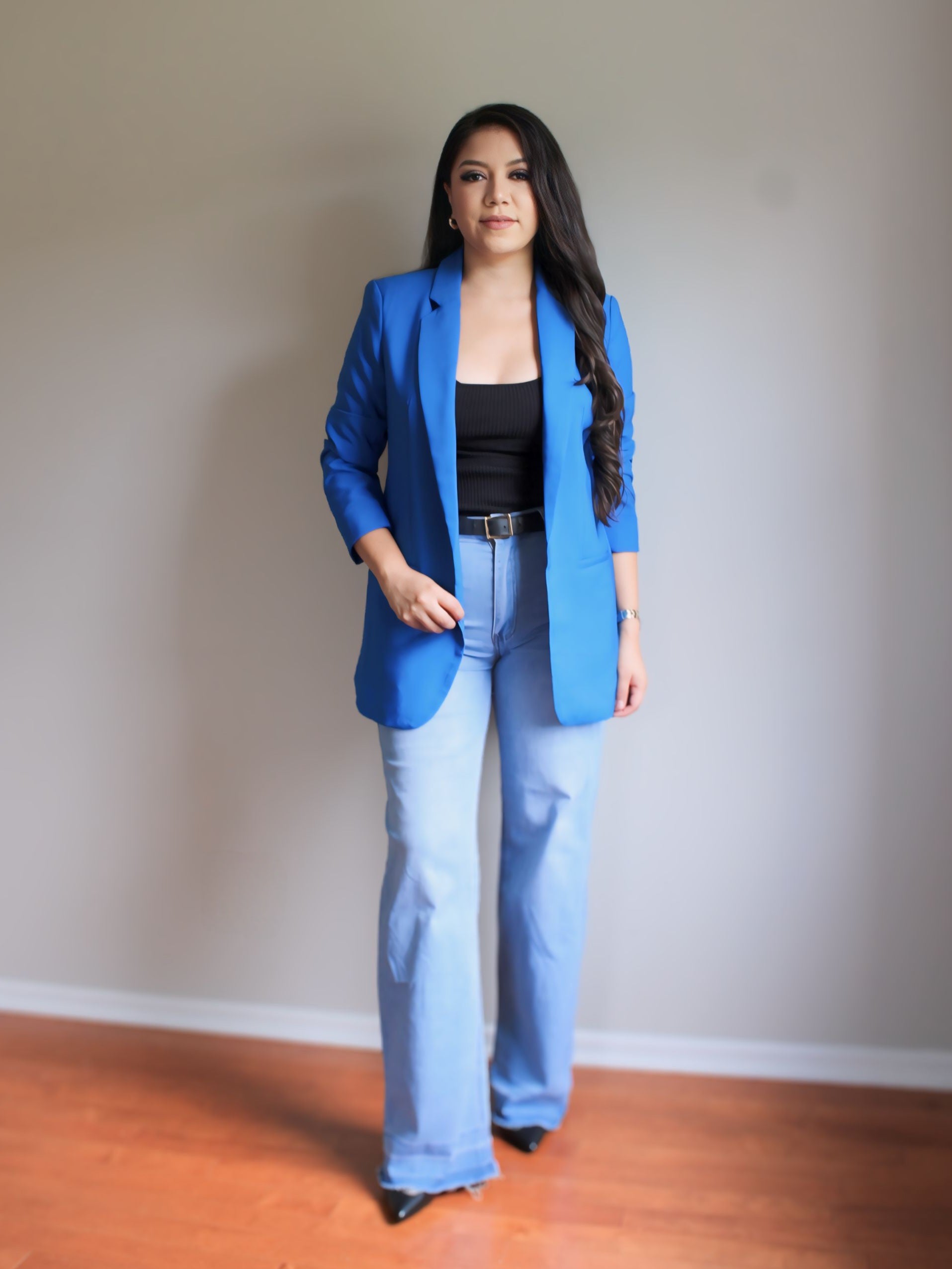 Woven Solid Vertigo Blazer in Azure