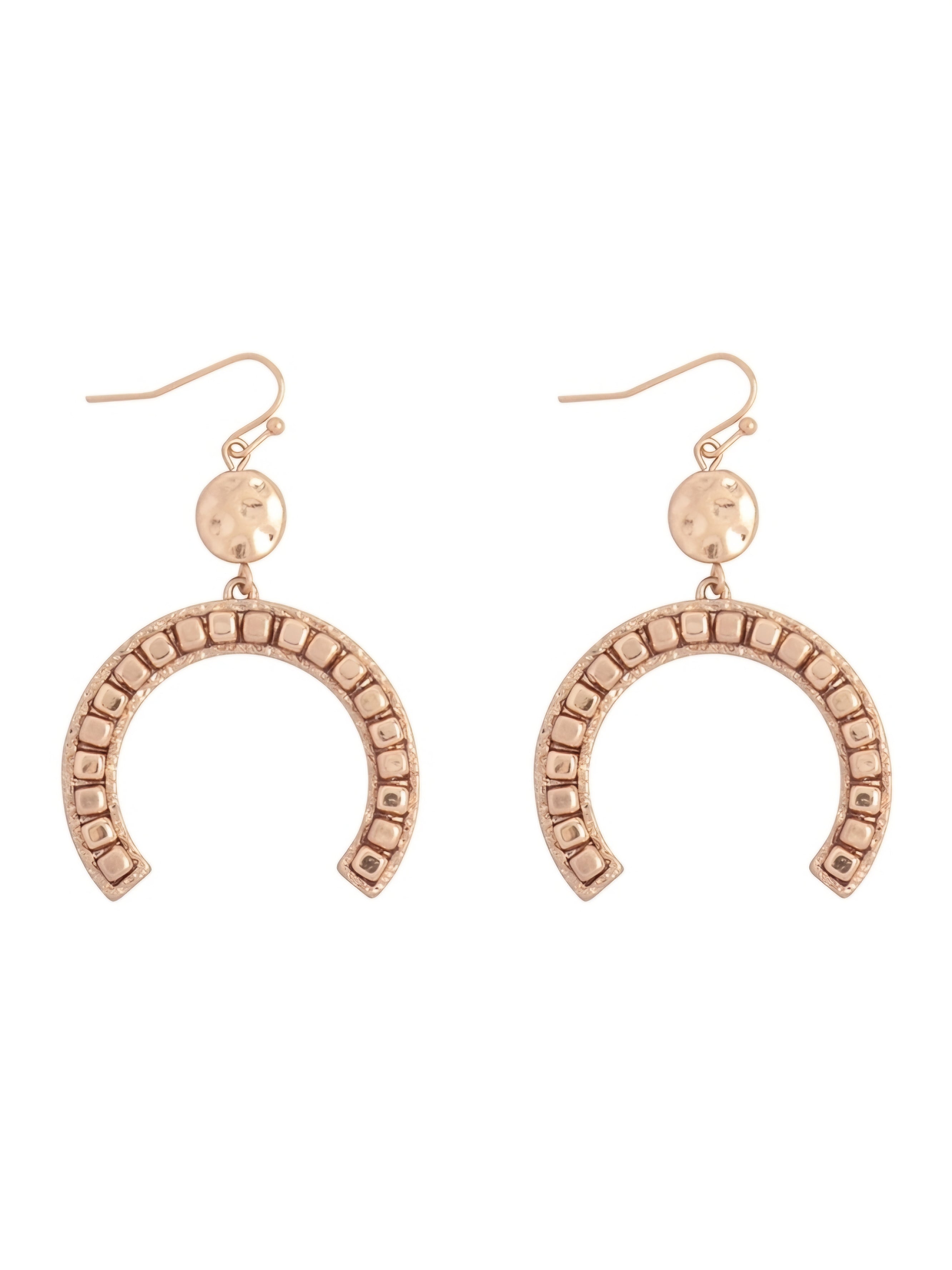 Matte Gold Horseshoe Block Drop Earrings