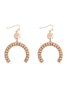 Matte Gold Horseshoe Block Drop Earrings