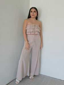 Breezy Ruffle Strapless Set in Sand