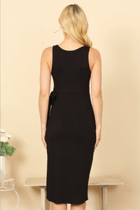 Alanis Wrap Midi Dress in Black