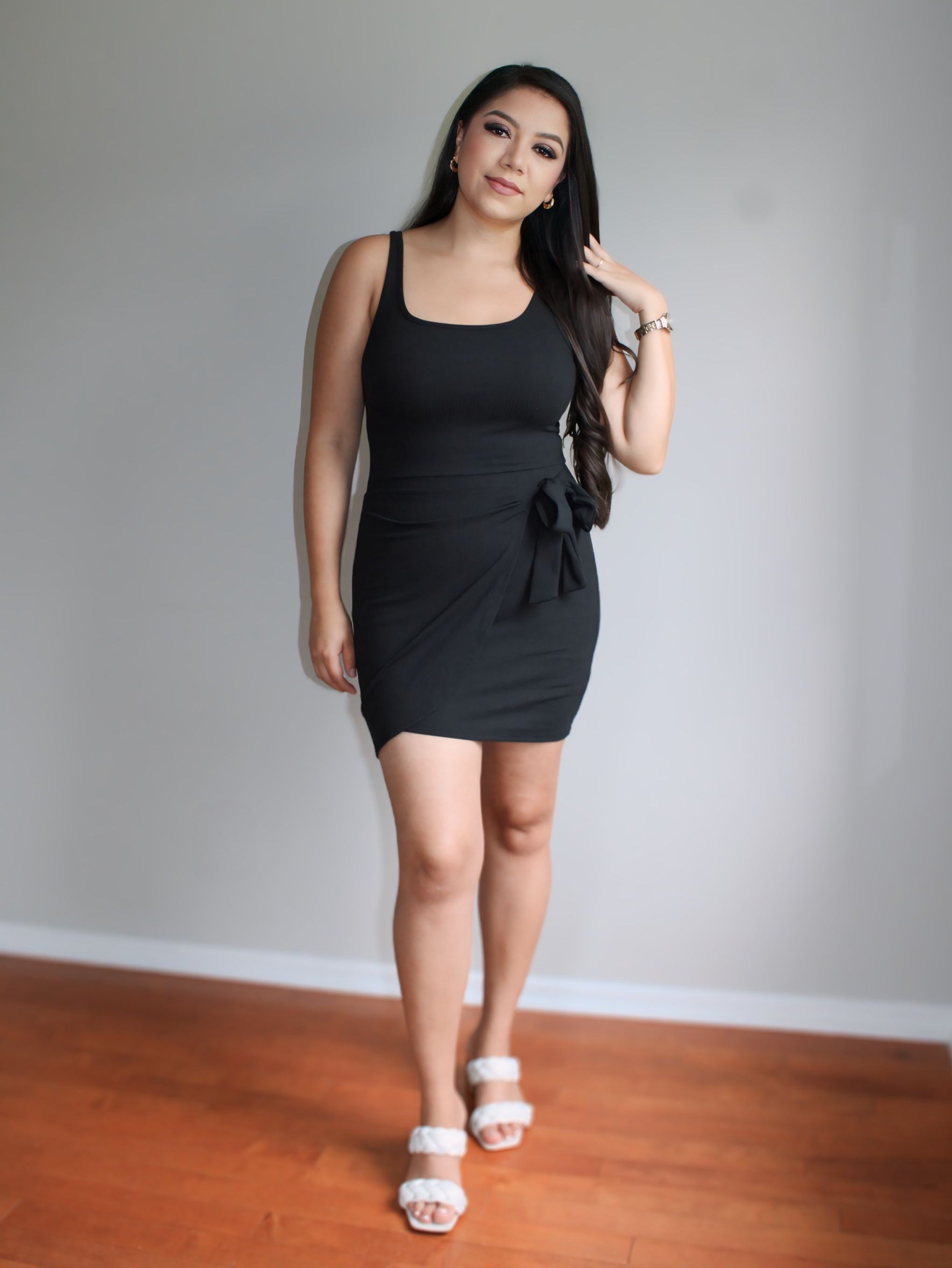 Alani Ribbed Knit Bodycon Dress in Black