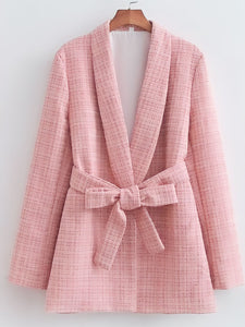 Sweet Pink Rose Tweed Blazer